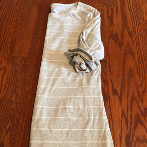 light heather gray and white boat neck tee